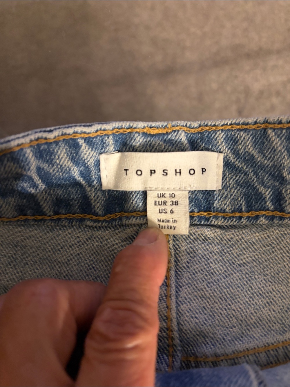 Topshop Light Blue Denim Mini Skirt with Frayed Hem - Picture 3 of 3